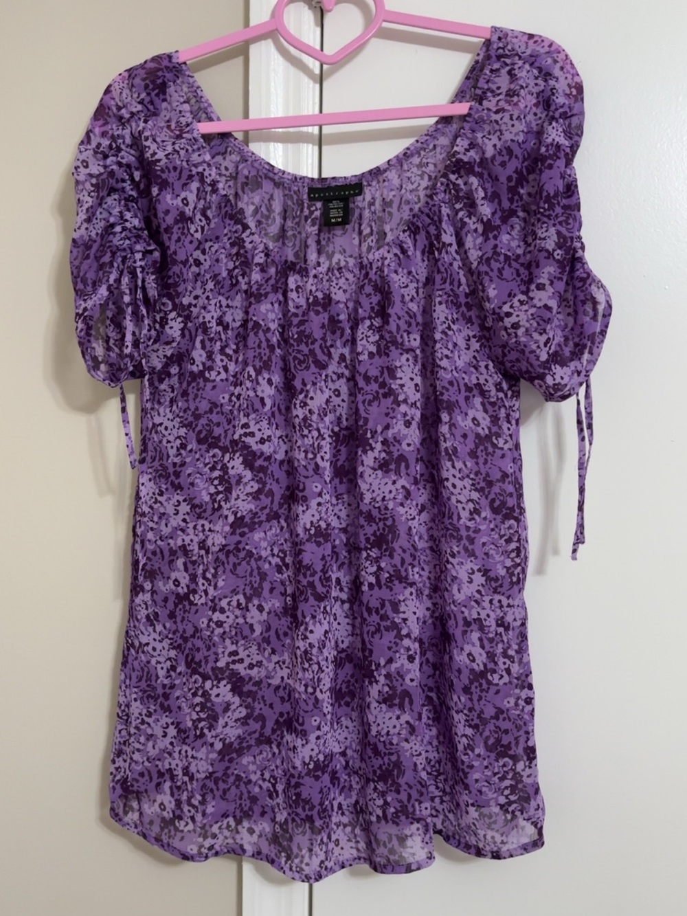 Apostrophe Purple Printed Peasant Top